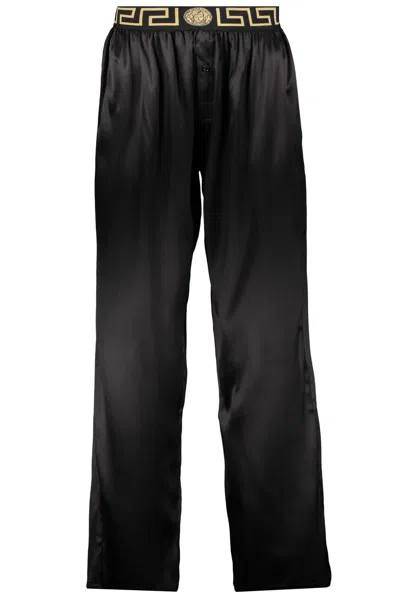 Versace Silk Pyjama Trousers In Black