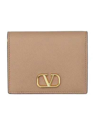 Valentino Garavani Vlogo Signature Compact Wallet In Rose Cannelle