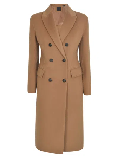 Pinko Brown Double-breasted Wool Coat