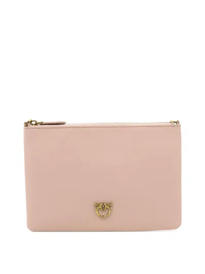 Pinko Logo Plaque Chain-link Clutch Bag In Pink