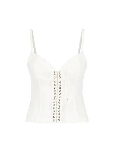 Ludovic De Saint Sernin Lace-up Cropped Top In White