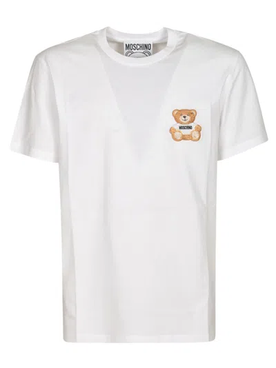 Moschino Teddy Bear-embroidered Cotton T-shirt In White