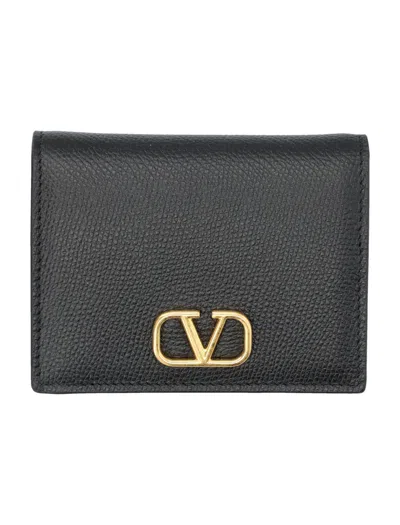 Valentino Garavani Flap French Wallet Vlogo Signature V In Nero