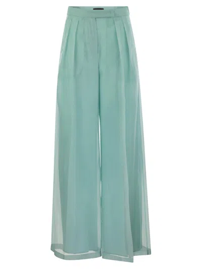 Max Mara Pianoforte High Waisted Straight Leg Pants In Clear Blue