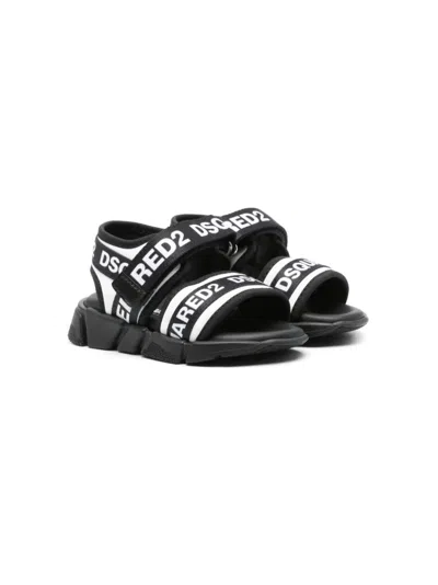 Dsquared2 Kids' Logo-print Sandals In Black