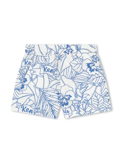 Kenzo Babies' Floral-print Cotton Shorts In White