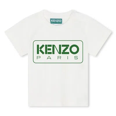 Kenzo Babies' Logo印花棉t恤 In Ivory