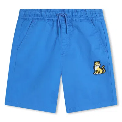 Kenzo Kids' Cotton Jersey Bermuda Shorts In Blue