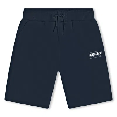 Kenzo Kids' Boy's Fleece Logo Bermuda Shorts In Navy
