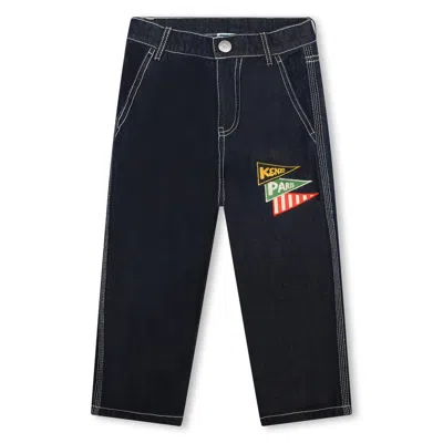 Kenzo Kids' Logo-patch Cotton-blend Jeans In Black