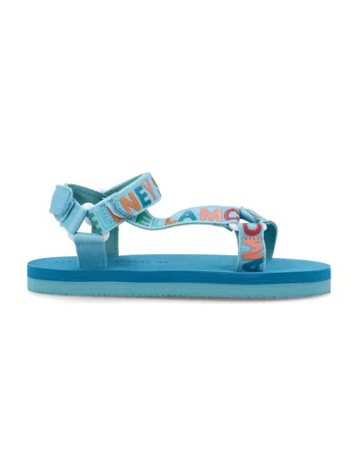 Stella Mccartney Kids' Sandaletten Aus Technostoff Mit Logo In Blau