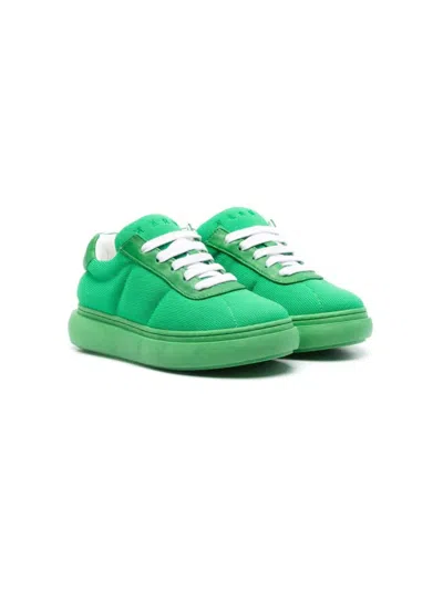 Marni Kids' Embroidered-logo Knitted Trainers In Green