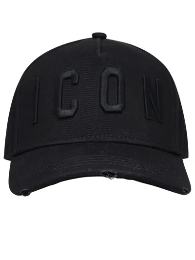 Dsquared2 Black Cotton Icon Hat In Nero