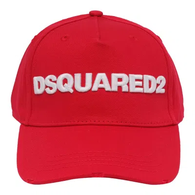 Dsquared2 Logo Baseball Cap In Rosso/bianco