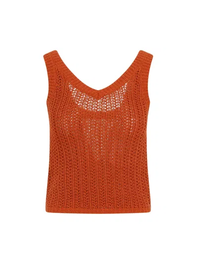 Max Mara Arrigo Crochet Top In Terra D`africa