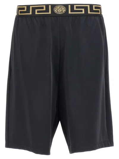 Versace 'greca' Bermuda Shorts In Black