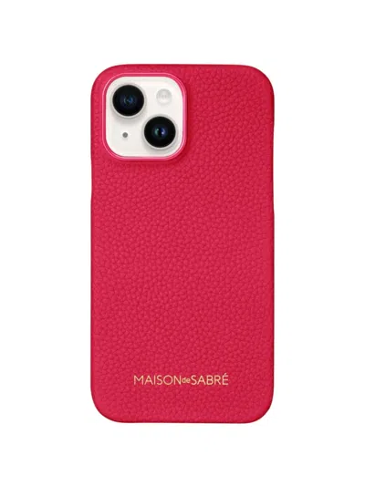 Maison De Sabre Leather Phone Case (iphone 15) In Shibuya Fuchsia