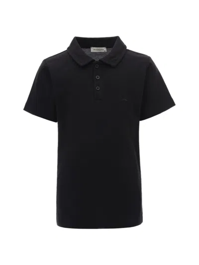 Moustache Kids' Logo-embroidered Polo Shirt In Black
