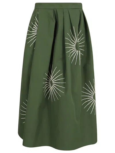 Dries Van Noten Pattern Embellished High Waist Skirt In Green