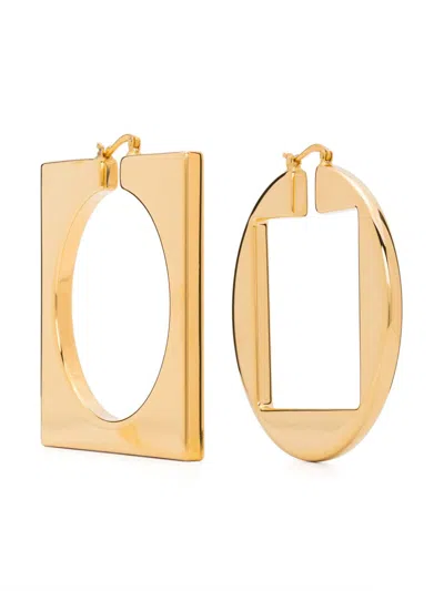 Jacquemus Les Creoles Rond Carré Asymmetric Hoop Earrings In Gold
