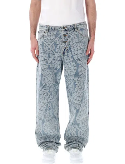 Daily Paper Settle Macrame Straight-leg Jeans In Blue