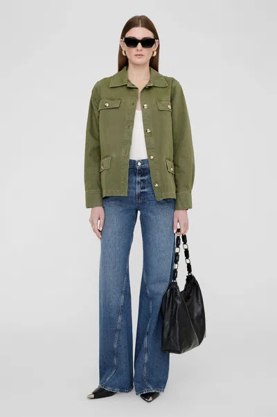 Anine Bing Corey Cotton Flap Pocket Jacket In Green