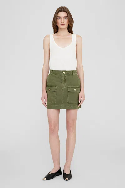 Anine Bing Aliza Cotton Miniskirt In Green