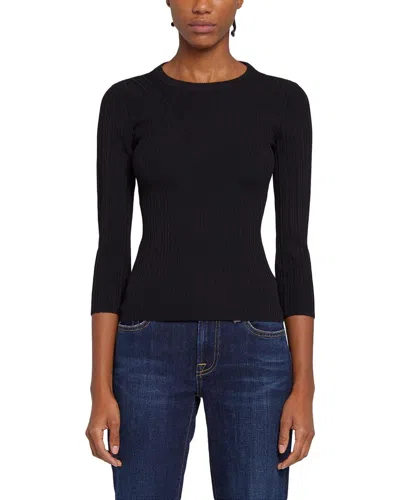 7 For All Mankind Women's Cut-out Back Rib-knit Top In Black