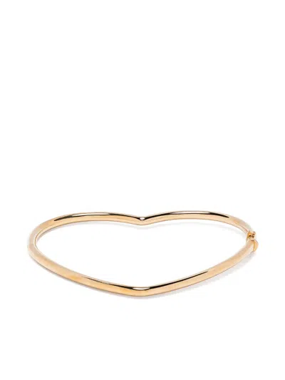 Yvonne Léon 9k Yellow Gold Jonc Coeur Lisse Or Jaune Bangle Bracelet