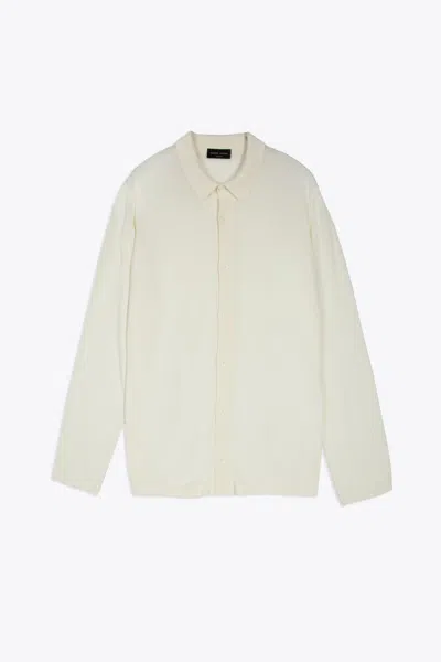 Roberto Collina Camicia ml Off White Cotton Knit Shirt With Long Sleeves In Latte