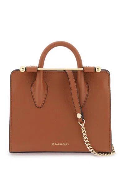 Strathberry Nano Tote Leather Bag In Chestnut (brown)