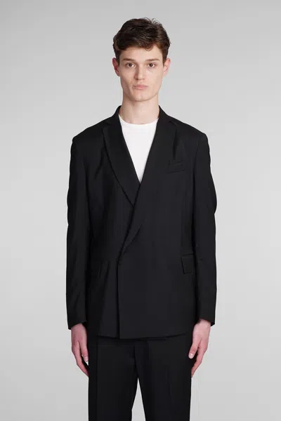 Costumein Double-breasted Virgin Wool Blazer In Black