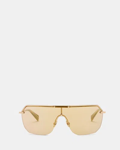 Allsaints Ace Rimless Visor Sunglasses In Gold