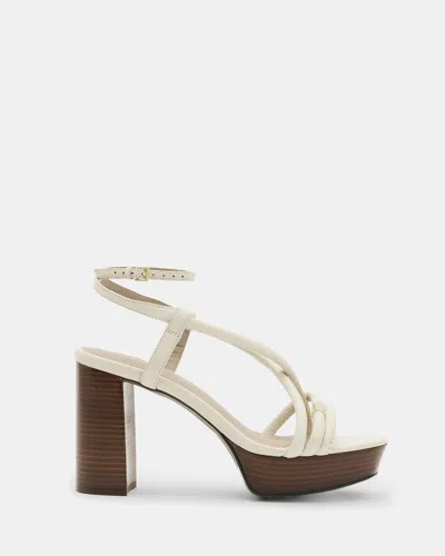 Allsaints Bella Leather Platform Heel In Parchment Whit