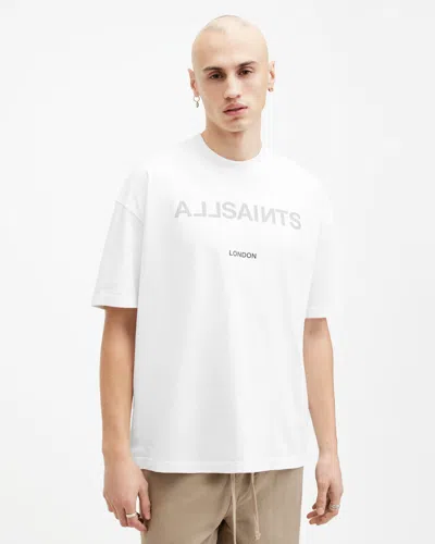 Allsaints Cutout Oversized Logo Crew Neck T-shirt In Optic White