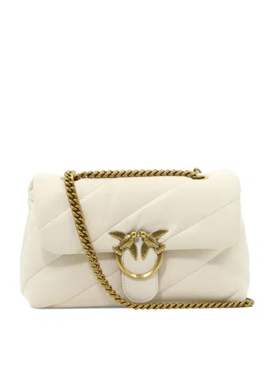 Pinko Love Classic Shoulder Bag In White+white-old Silver