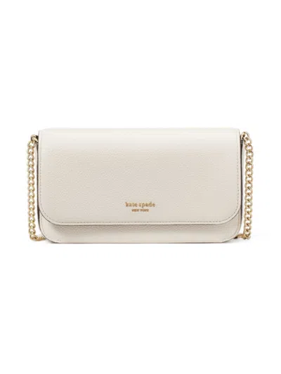 Kate Spade New York Ava Pebbled Leather Flap Chain Wallet In Parchment