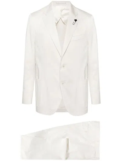 Lardini Brooch-detail Stretch-cotton Suit In White