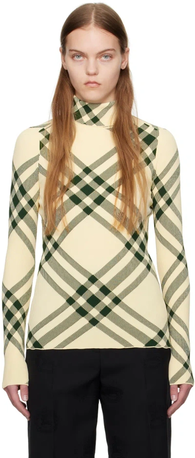 Burberry Check Rollneck Jumper In Green