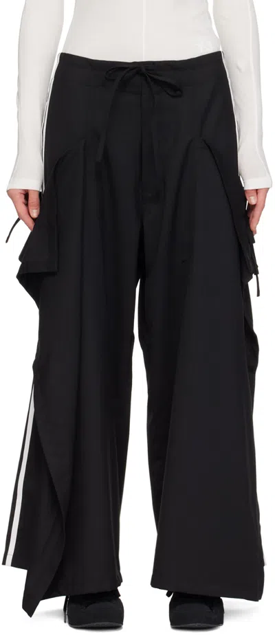 Y-3 3-stripes Wide-leg Trousers In Black