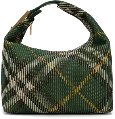 Burberry Medium Peg Check-pattern Shoulder Bag In Green