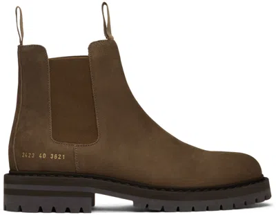 Common Projects Brown Suede Chelsea Boots In 3621 Brown