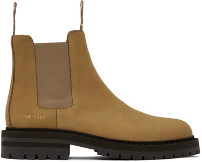 Common Projects Tan Suede Chelsea Boots In 1302 Tan