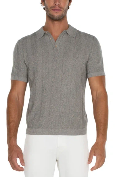 Liverpool Los Angeles Short Sleeve Knit Polo Jumper In Teal Taupe