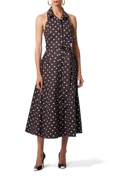 Carolina Herrera Sleeveless Cotton Midi Dress In Brown