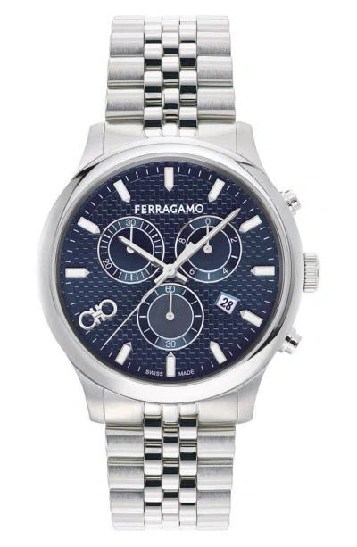 Ferragamo Men's Duo Chrono Bracelet Watch, 42mm In Stainless Steel