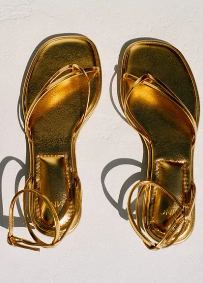 Mango Metallic Strap Sandals Gold In Or