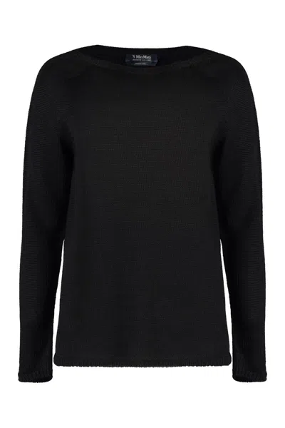's Max Mara Giolino Crew-neck Linen Sweater In Black