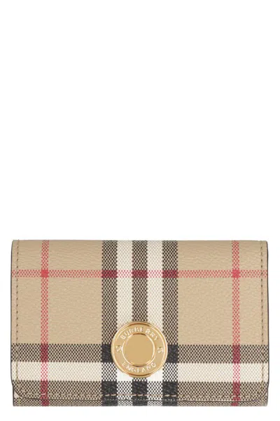 Burberry Checked Fabric Wallet In Beige