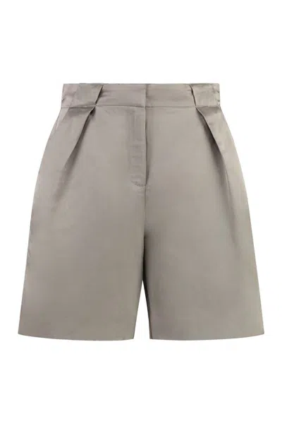 Calvin Klein Linen Blend Shorts In Grey